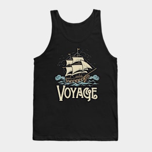 Ship Sailing Through The Deep Blue Sea Artwork Design Tank Top